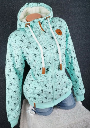 Damen Sweat Jacke Kapuze Hoodie Teddyfell gefüttert Futter Anker L XL 2XL 3XL - Bild 45 von 54