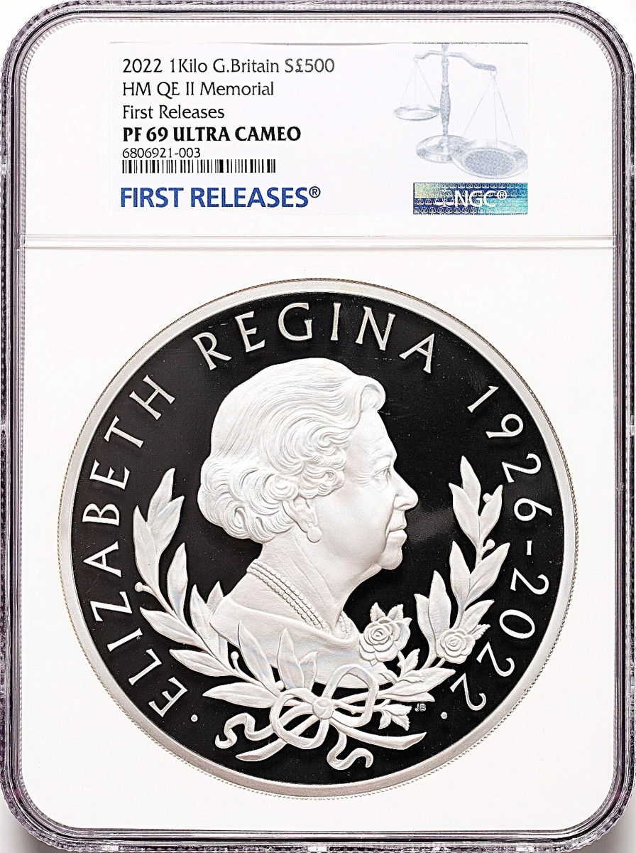 2022 GB Silver 1 Kilo £500 NGC PR69UC Queen Elizabeth II Memorial