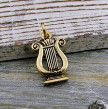 Dije Lira Dorada - Colgante Arpa Musical - Instrumento de Cuerda Joyería Griega NUEVO