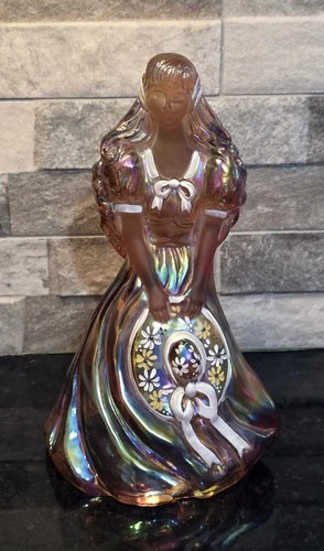 Fenton Southern Bell Gold Hand Painted Glass Figurine 8" Tall Beautiful