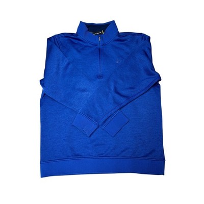 Under Armour Mens Pullover 1/4 Zip Blue Long Sleeve Loose Fit Sweater L