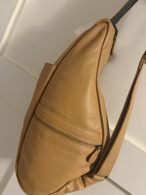 Ameribag Healthy Back Bag In Tan Leather Sling Teardrop 