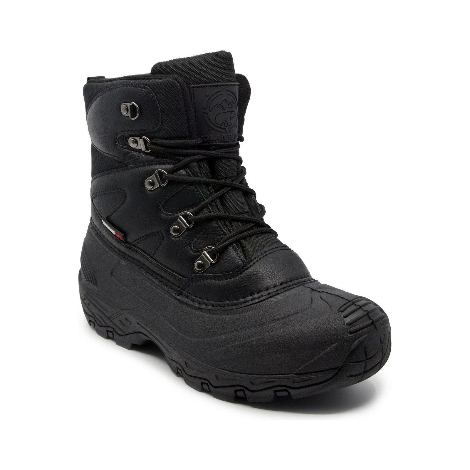 Polar Range Mens Snow Boots Waterproof Winter Hiking Work Boots Black