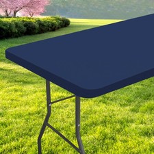 Rectangle Table Cloth, Waterproof Elastic Fitted Tablecloth for 6 Foot Foldin...
