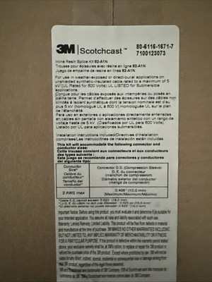 3M Scotchcast Inline Resin Power Cable Splice Kit 82-A1N, 2 AWG Compatible