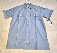 New Dickies Work Shirt Size Medium -Blue Short Sleeve Relaxed Fit Mens Tags