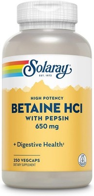 Solaray Betaine HCL with Pepsin 650 mg 250 caps