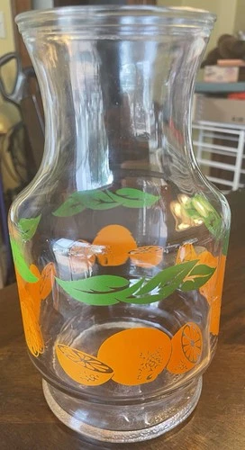 Carafe, Vintage Anchor Hocking Orange Juice Carafe, Decanter Pitcher