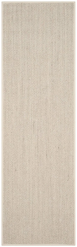 SAFAVIEH 天然纤维系列长条地毯 - 2 英尺 6 英寸 x 6 英寸,大理石和米色,Bor... — 第 2/3 张图片