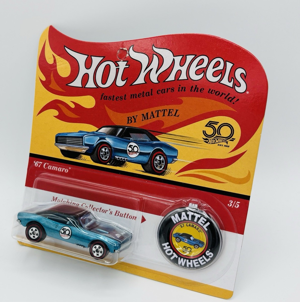 HOT WHEELS 2018 50TH ANNIVERSARY REDLINE BUTTON 1967 CHEVROLET