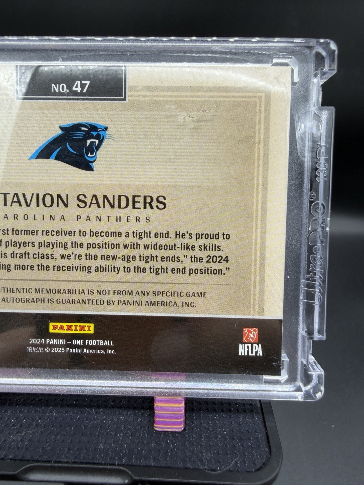 2024 Panini One-Rookie Patch Auto Ja'Tavion Sanders #47 161/199 3 Color Sealed view 6
