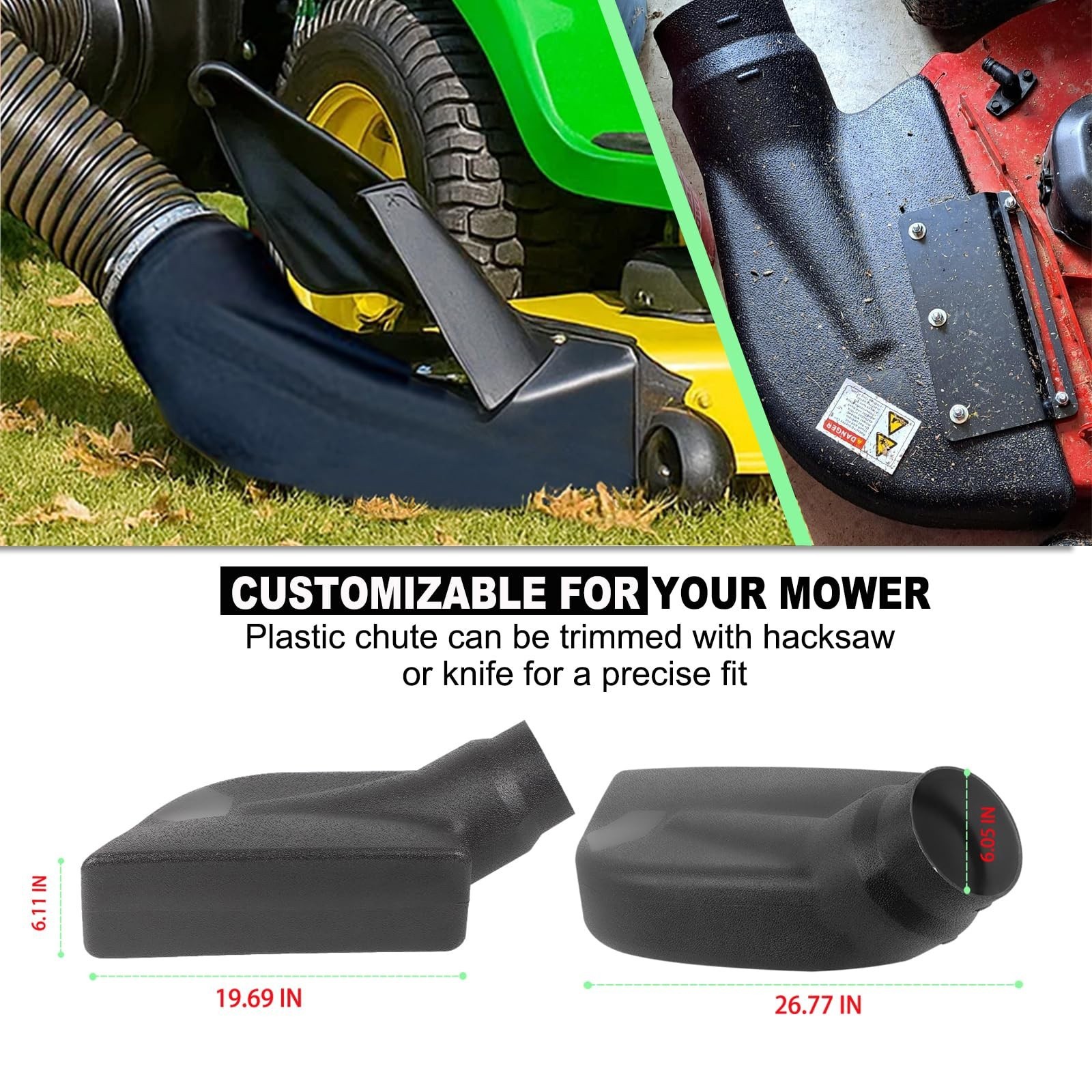 69861 Lawn Mower Vacuum Deck Boot Chute Adapter for Agri-Fab Mow-N-Vac 6-1187