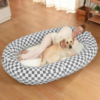 Human Dog Bed for Adults and Pets, 74''X50''X12'' Plush Shared Bed, Waterproof & Ma