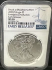 2020 P American Silve Eagle Emergency Production NGC MS 70 Early Release
