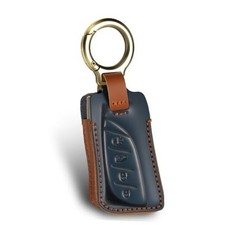 for Lexus Leather Key Fob Cover with Keychain,Leather Key Case Full Blue