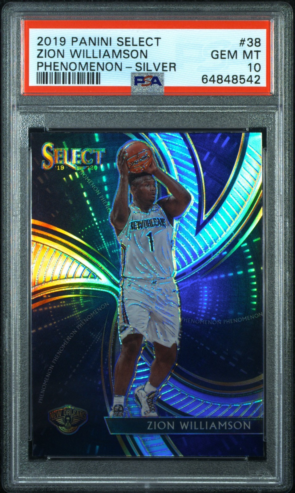 2019 PANINI SELECT PHENOMENON #38 ZION WILLIAMSON PHENOMENON-SILVER PSA 10