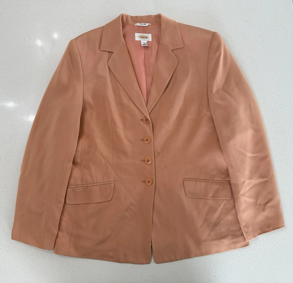 Blazer + Pantalones Vintage Talbots Talla 10 Puro 100% Seda Mujer’s 2 Piezas Traje Rosa Foto 2 de 4