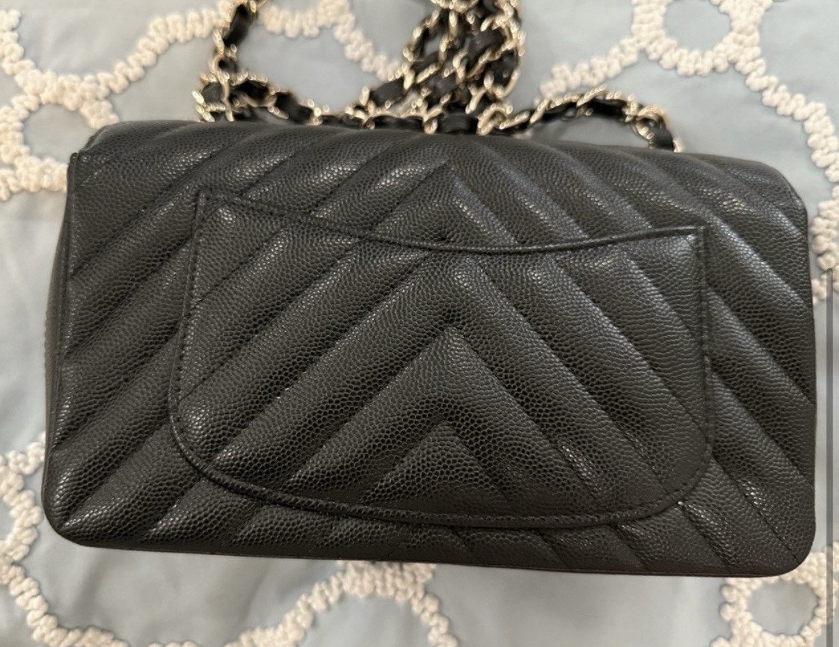Chanel rectangular mini chevron black - image 10