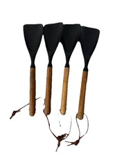 Silicone Spatula Spoon, BPA-Free Multifunction Wooden Handles Standard, Black