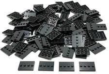 Lego 100 New Black Tiles Flat Smooth Modified 3 x 4 4 Studs in Center Parts