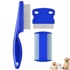 3 Pack Pet Hair Comb Stainless Steel Flea Lice Combs Dog Cat Grooming Kit NEW