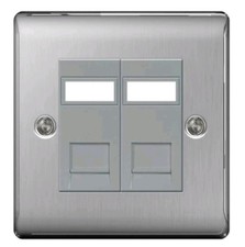 BG Nexus Metal Brushed Steel Double RJ45 Socket NBSRJ452 Full Kit N2