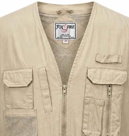 Fox Fire Fishing Vest Mens Large Khaki Utility Hunting Multi Pocket Camp B10#7
