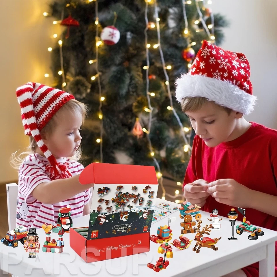 Christmas Advent Calendar 12-in-1 Building Blocks Kids Toys Holiday Gift - Image 4 of 4
