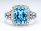 GENUINE  3.59 Cts BLUE TOPAZ & DIAMONDS RING 10K SOLID GOLD - Free Appraisal — photo 2