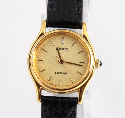 Vintage SEIKO Exceline Ladies Quartz Watch 2J41-0040 Textured Gold