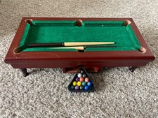 Mini Pool Table Game Billiards Set Balls Cue Sticks 5"X10" Desk Office Felt Wood