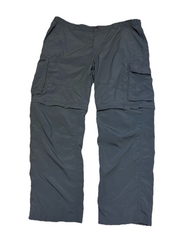 Pantalon Convertible Columbia PFG Omni-Shade, Homme, Taille 40x30, Gris, Nylon, Pêche