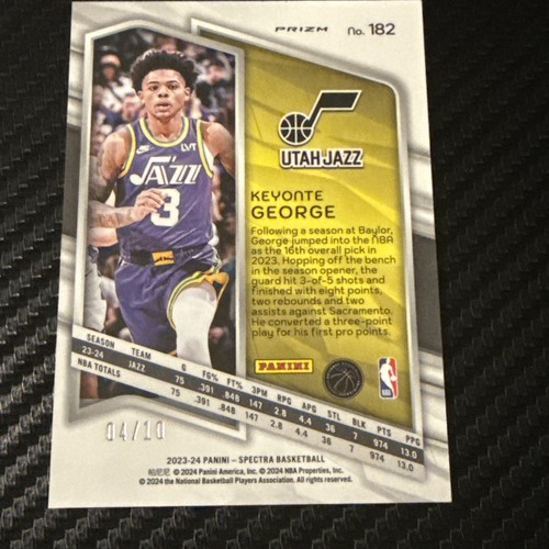2022-23 Panini Spectra International Keyonte George Spectacular Debut Gold /10 - Picture 5 of 7