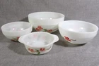 Anchor Hocking Fire King Peach Blossom Set of 3 Mixing Bowls + Sm. Casserole EUC