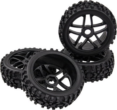 17Mm Hub 4.52''OD Rubber Tires & Plastic Wheel Rim with Foam Compatible with 1/8