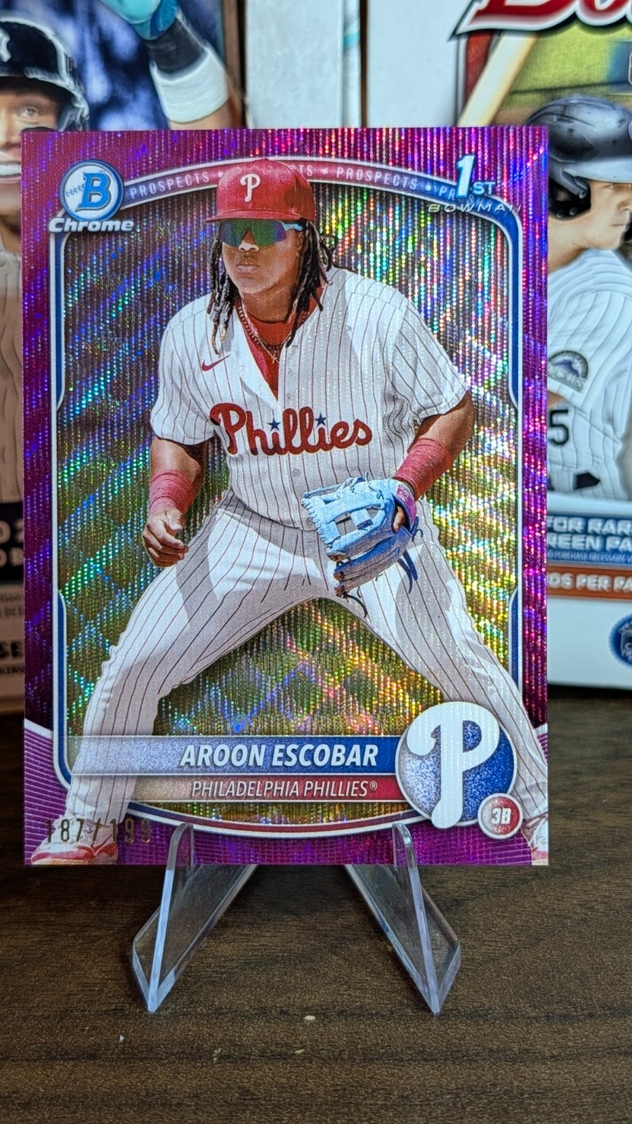 2025 Bowman - Chrome Aroon Escobar #BCP-65 Fuchsia Wave Refractor 187/199 (RC)