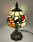 Vintage Mini Tiffany Style Stained Glass Rose Table Lamp Accent Nightlight 9.5"