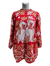 80s Holiday Time Teddy Bear Christmas metallic knit Sweater . Size 22W