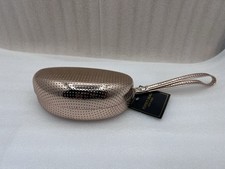 Eyeglasses Sunglasses Hard Case Clamshell Shiny Rose Gold With Strap NEW