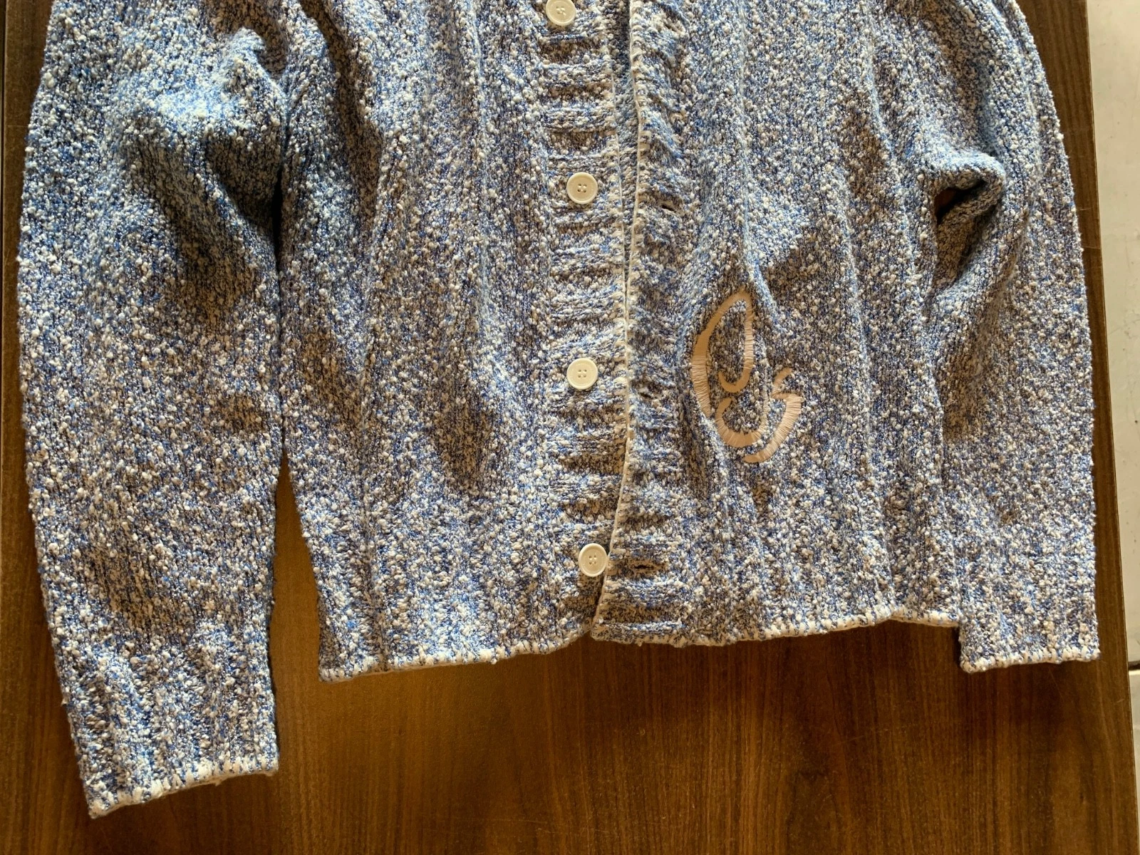Porter James Sports Boxed Knit - Blue Melange Whip Stitch Cardigan. New. Size L. - product detail image 4