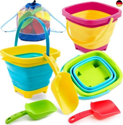 Sloosh 3 PCS Faltbares Sandspielzeug mit 3 Schaufeln Sand Eimer Sandkasten