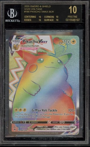 Pokemon Pikachu VMAX Vivid Voltage Secret Rare #188 BGS 10 BLACK LABEL
