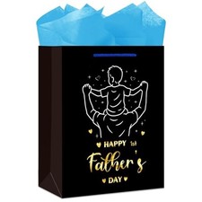 First Fathers Day Gift Bag with Tissue Paper 13" Large Happy 1st Fathers Day
