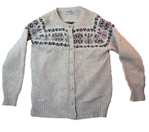 Vintage Scottish Wool Cardigan Fair Isle Nordic Sweater Glenraig Scotland M, $34.99