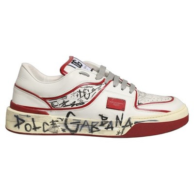 DOLCE & GABBANA Schuhe Weiß Rot Neu Roma Graffiti Sneaker EU44 / US11 1270usd