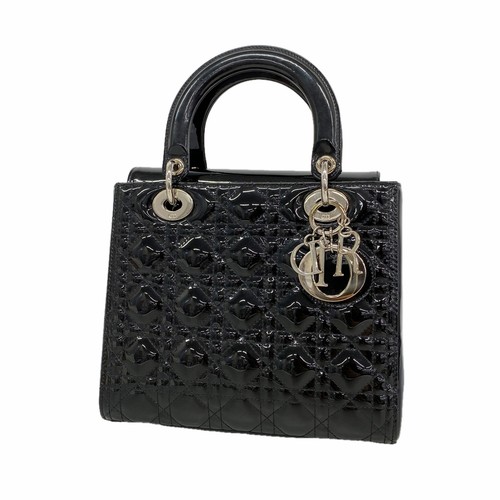 Auth [6id5908] Christian Dior Handbag Canage Lady Dior Enamel Black Silver m...