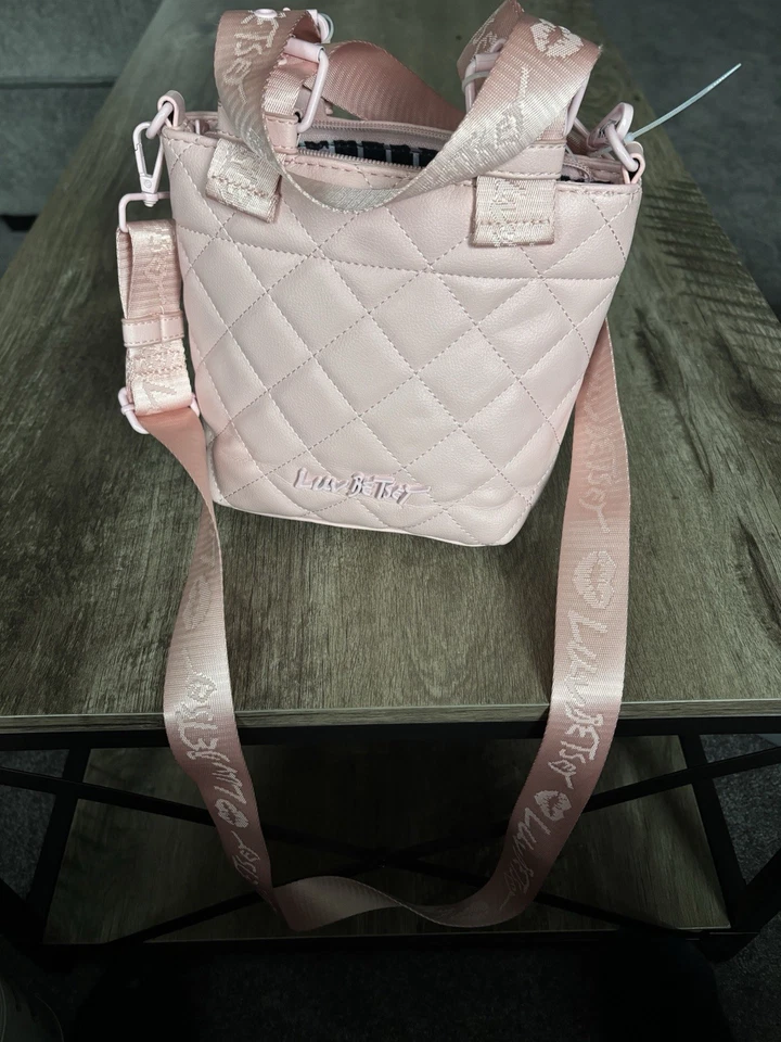 Betsey Johnson Pink Quilted Mini Satchel/Crossbody Bag with Heart Detail NWOT - Image 2 of 4