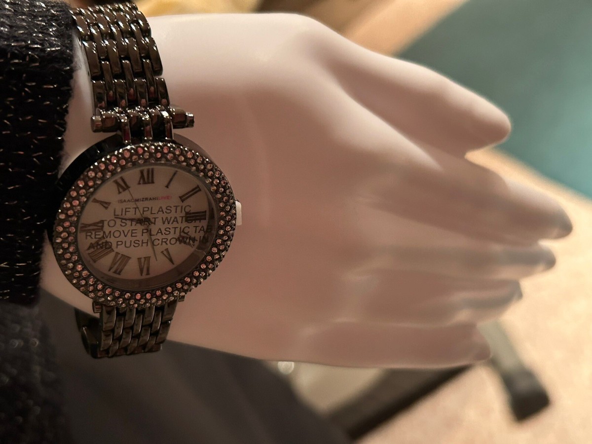 ISAAC MIZRAHI LIVE BlackCeramic Crystal Link Watch And  display picture 1