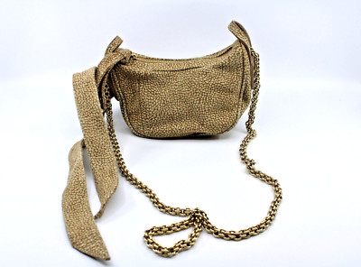B5 Auth BORBONESE Luna Mini Small Tapir Leather Crossbody Bag
