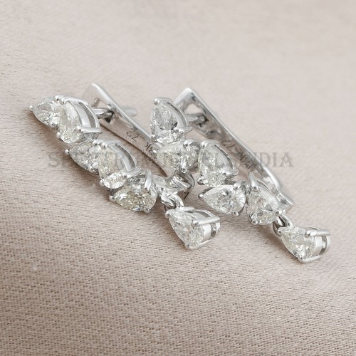 Pear Hoop Earrings Lab Grown CVD Diamond 18k White Gold Anniversary Gift 1.00 Ct - Picture 5 of 9